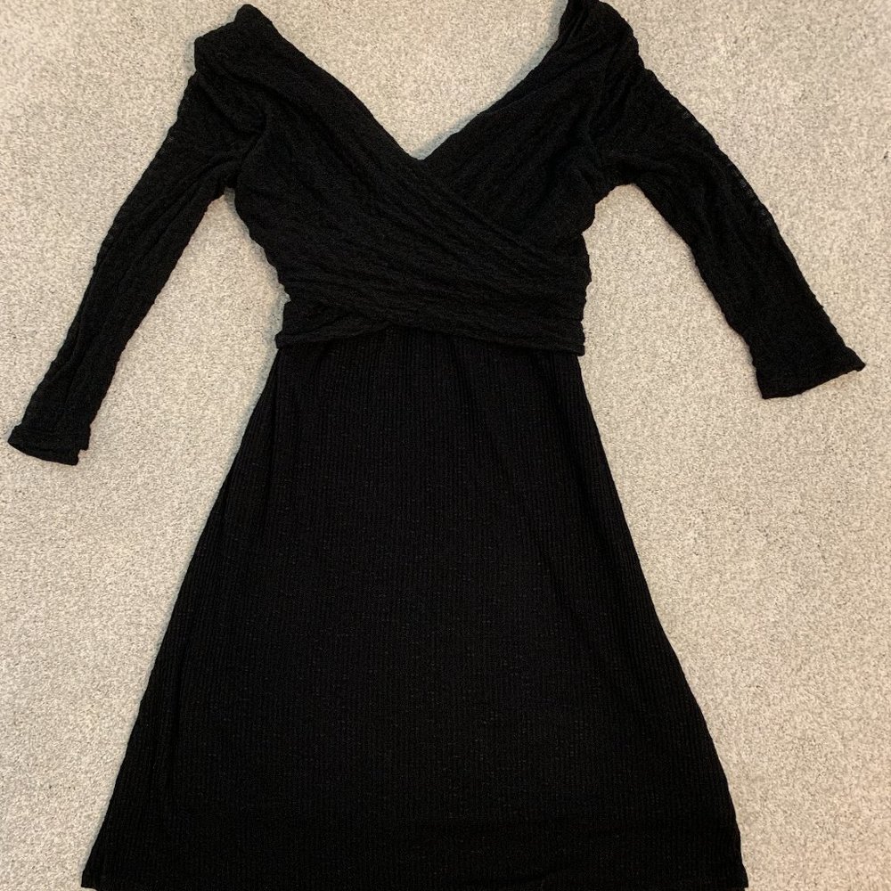 Anthropologie Black Faux Wrap Dress NWT
